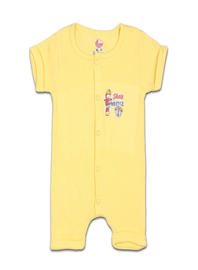 TiniBerry Baby Half Sleeve Cotton Sleepsuits/Romper/Bodysuit/Knee Lant Onesies for Baby Boys and Baby Girls Multicolor Printed (Set of 2) (9-12 Months, Yellow Black) - Image 2