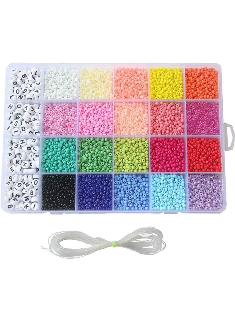 StyleWayez Seed Beads, 3500 PCS Letter Beads and Pony Beads 24-Grid Bead Kit Set Rope Mini Seed Beads Set for Jewelry Making Bracelet Beads Finding DIY Crafts Beading Needles for Jewelry Bracelet Making（4mm） - Image 1