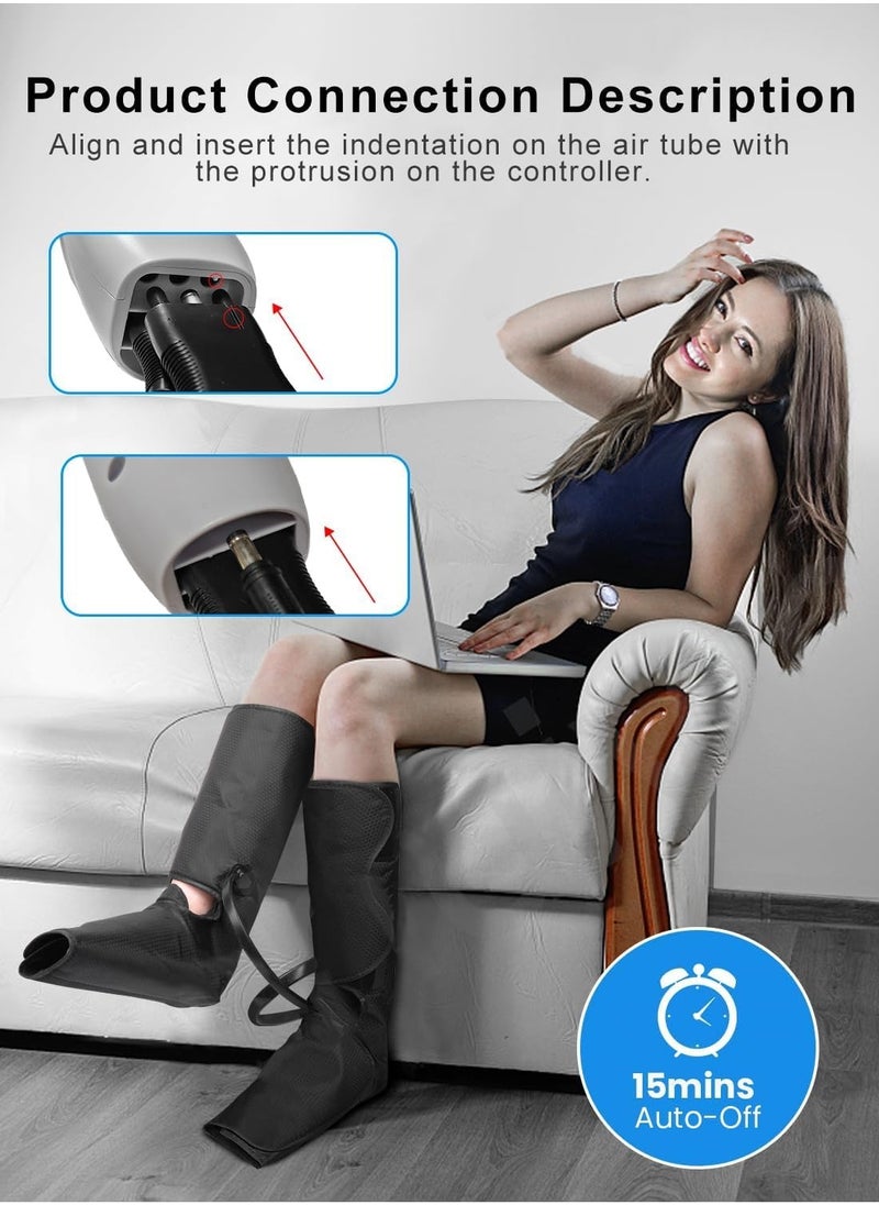 PENG GENERAL Air Compression Leg Massager with Heat, Simulates Kneading and Stroking of Tissues by Using an Inflatable Garment, Gifts for Women Men (Grey)  - Image 3