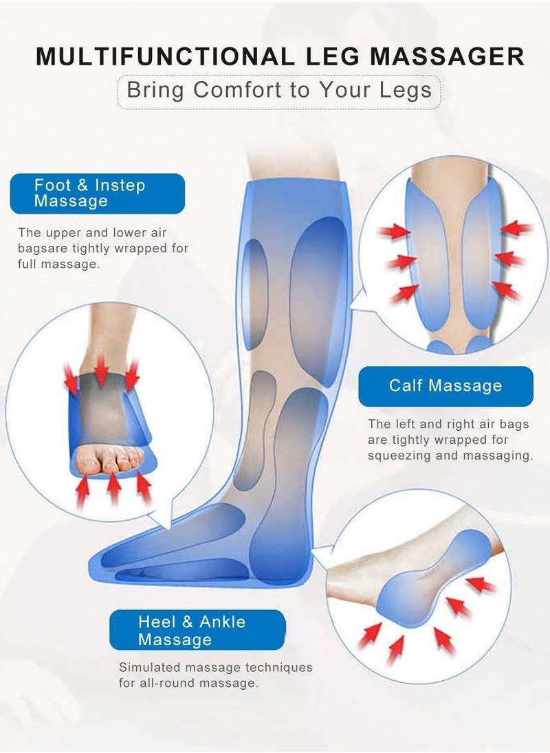 PENG GENERAL Air Compression Leg Massager with Heat, Simulates Kneading and Stroking of Tissues by Using an Inflatable Garment, Gifts for Women Men (Grey)  - Image 4