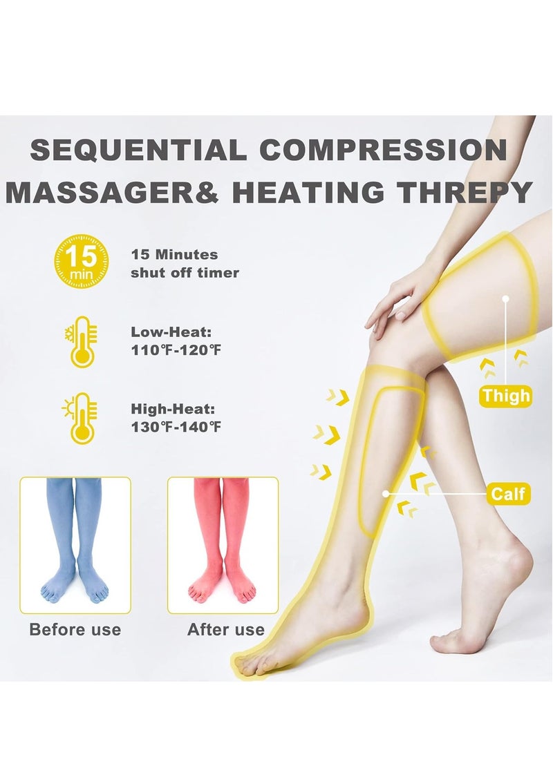 PENG GENERAL Air Compression Leg Massager with Heat, Simulates Kneading and Stroking of Tissues by Using an Inflatable Garment, Gifts for Women Men (Grey)  - Image 5