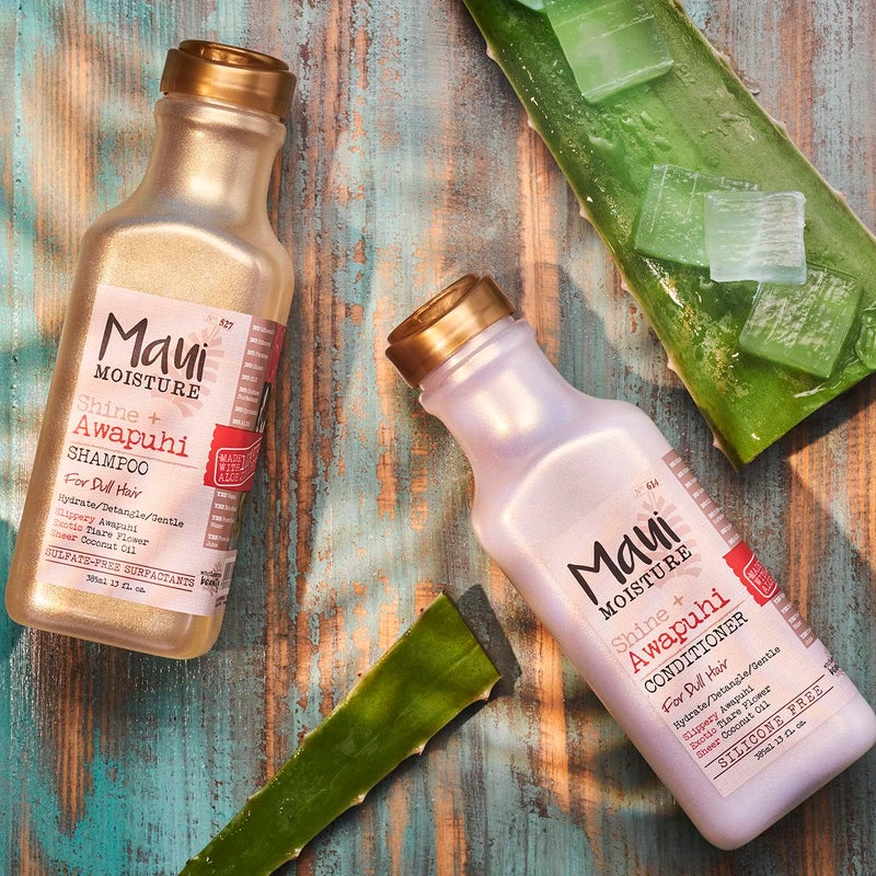 Maui Moisture Shine + Awapuhi Moisturizing Vegan Conditioner with Oils for Shiny Hair Silicone & SulfateFree Surfactant Aloe Conditioner to Hydrate Detangle Hair, Coconut, 13 Fl Oz - Image 2