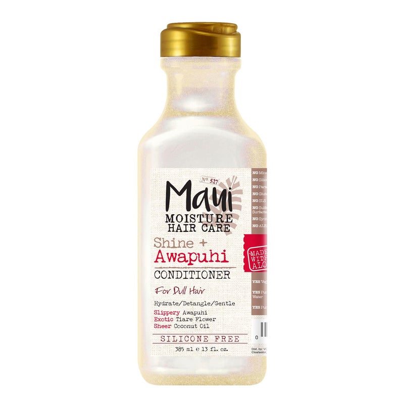Maui Moisture Shine + Awapuhi Moisturizing Vegan Conditioner with Oils for Shiny Hair Silicone & SulfateFree Surfactant Aloe Conditioner to Hydrate Detangle Hair, Coconut, 13 Fl Oz - Image 1
