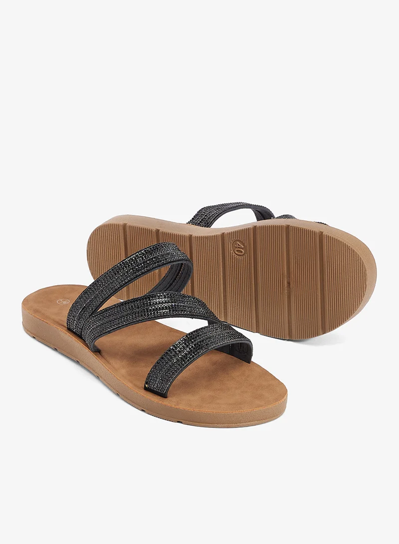 Savannah Collection Black Casual Flat Sandal for Women | Best Price UAE
