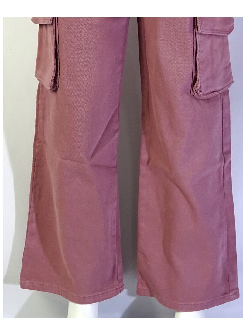 SHELTER "Turkish-made Girls' pants with a buttoned waistband, multiple pockets, and solid colors from the Shelter collection 23022." - Image 4