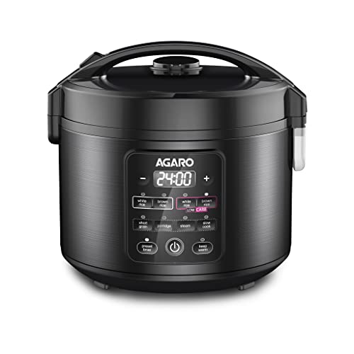 AGARO Regal Electric Rice Cooker, 3 Litres Ceramic Inner Bowl, 750gms (approx. 5 cups) raw rice, SS Steamer, Preset Cooking Functions, Preset Timer, Keep Warm Function, LED Display, Black - Image 1
