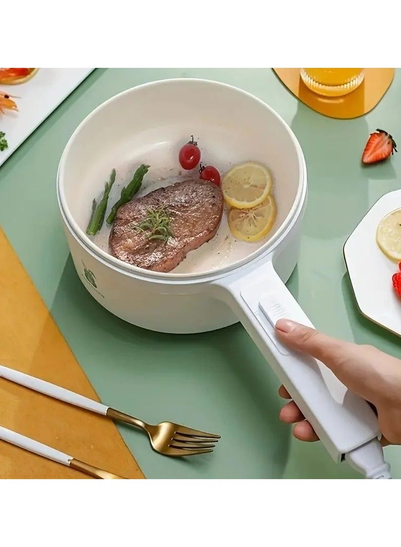 Denx 2L Electric Hot Pot with Steamer & Temperature Control, Non-Stick Electric Cooker , Electric Skillet, Frying Pan, Electric Saucepan, for Noodles, Egg, Steak, Oatmeal - Image 2