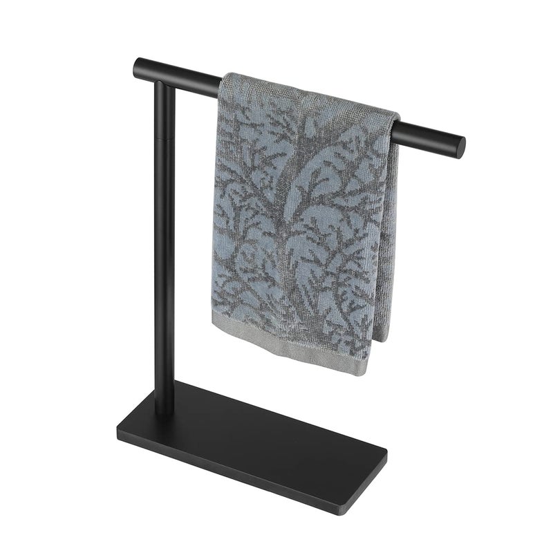 JQK JQK Hand Towel Holder Stand Black Modern Tree Rack Free Standing for Countertop with 12 Inch Bar 304 Stainless Steel Matte Black Thicken 08mm HTT170PB 
