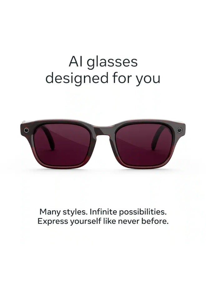 Meta 155 mAh Meta Adventurer - Smart AI glasses for Women, Men—Meta AI, 12MP Camera, Live Translate — Transitions Ruby Lenses - Merlot - Size: Standard Merlot - Image 2