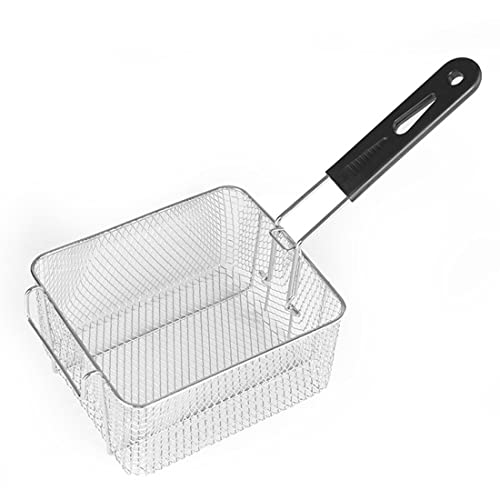 Miecux Stainless Steel Square Fry Basket with Rubber Handle Grip - Image 1