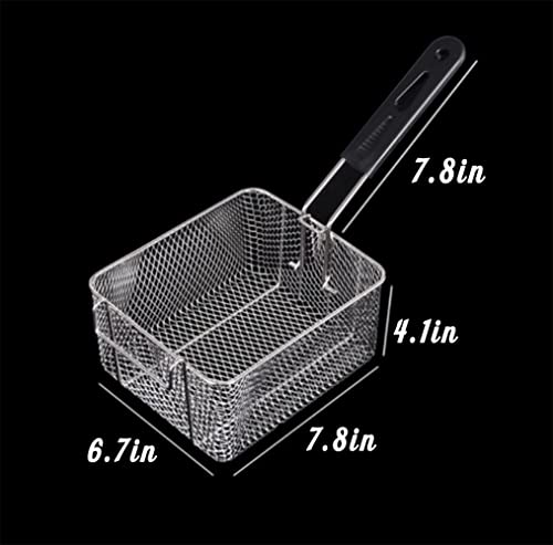 Miecux Stainless Steel Square Fry Basket with Rubber Handle Grip - Image 4
