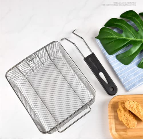 Miecux Stainless Steel Square Fry Basket with Rubber Handle Grip - Image 2