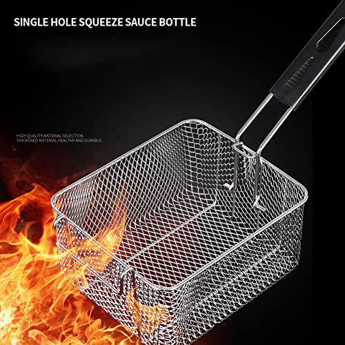 Miecux Stainless Steel Square Fry Basket with Rubber Handle Grip - Image 3