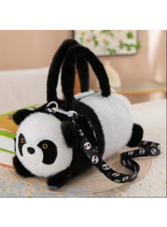 Fashionable Plush Capybara Bag Single Shoulder Slant Cross Personalized Bucket Bag Animal Shape Short Plush Toy For Teens-Color:Panda-Height:22CM【0.15kg】  - Image 1
