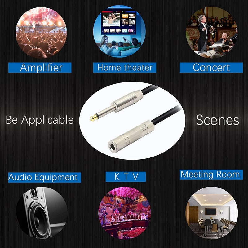 EKAAZ TS Mono Male to Female Audio Extension Cable – 1/4 Inch (6.35mm) Instrument Patch Cord (20 Meter) - Image 4