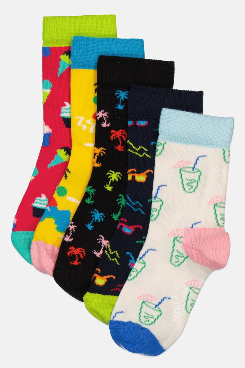 Happy Socks Kids Boy 5 Pairs Allover Print Tropical Socks, Multicolor - Image 1