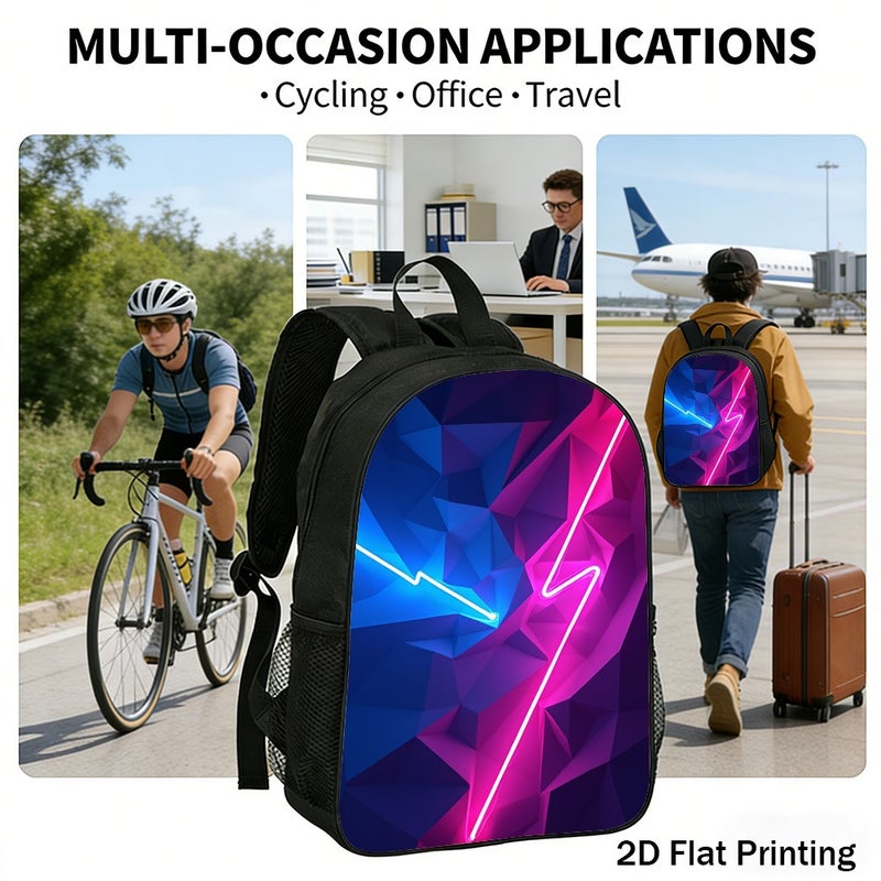 Fashion neon lightning bolts Backpack Durable Water Resistant 2D Flat Print for gym travel outdoor for Unisex - Image 5