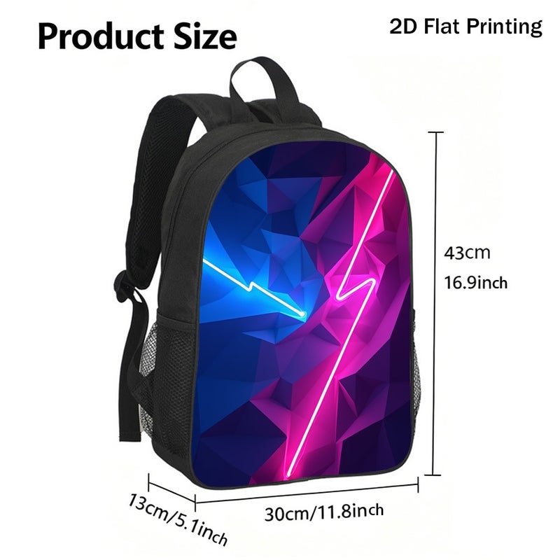 Fashion neon lightning bolts Backpack Durable Water Resistant 2D Flat Print for gym travel outdoor for Unisex - Image 3