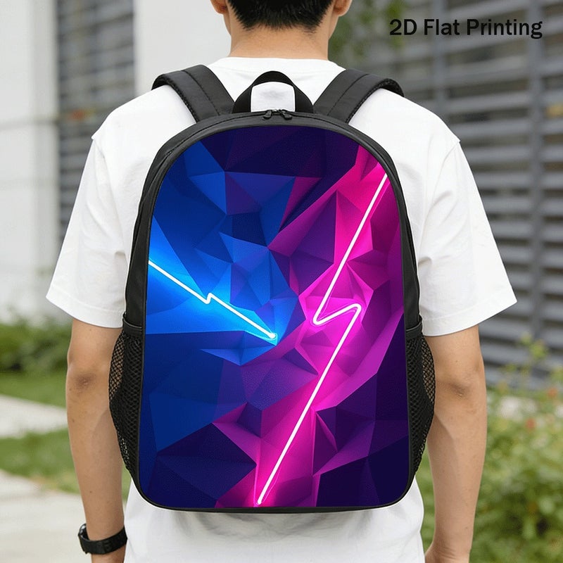 Fashion neon lightning bolts Backpack Durable Water Resistant 2D Flat Print for gym travel outdoor for Unisex - Image 1