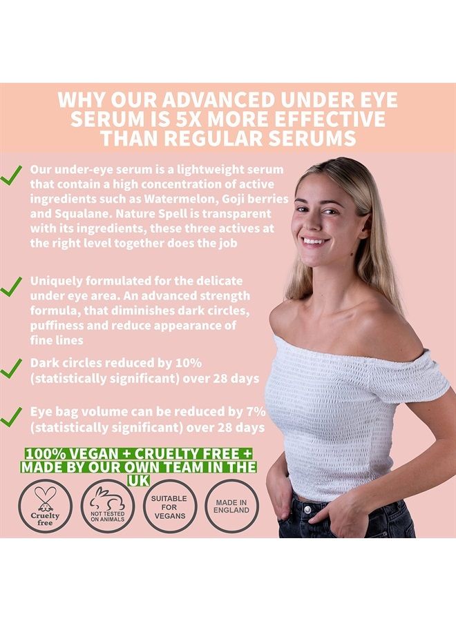 Nature Spell Advanced Under Eye Serum with Watermelon & Goji Berries 1 Fl Oz– Targets Dark Circles, Puffiness & Eyebags – Anti Wrinkle Under Eye Cream - 100% Vegan – Made in the UK - Image 2