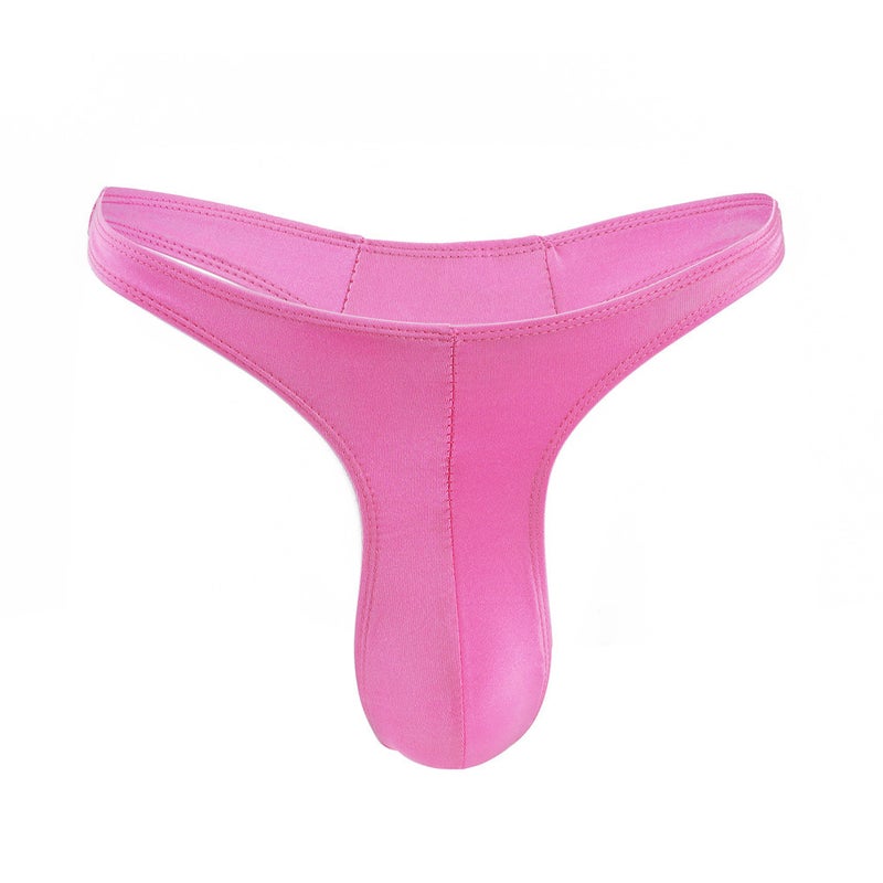 European and American Cross-border Mens Sexy Thongs Seamless Low Waist Sexy Adult Young Gay Mens Narrow Hip T-pants Rose Red