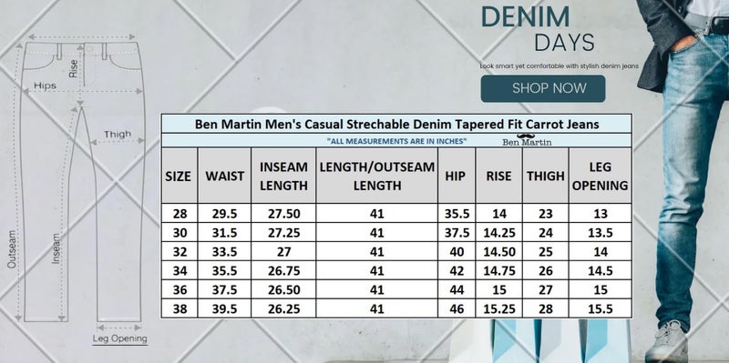 Ben Martin Men's Tapered Fit Jeans || Carrot Fit Jean's for Men || Relax Fit Denim for Man || High Rise Stretchable Casual Jean:s || Narrow Bottom Jean s for Men:s || Dark Blue Jeans for Men-s, 28 - Image 5