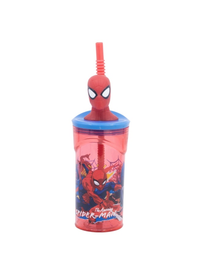 STOR The Amazing Spiderman 3D Figurine Drinking Tumbler with Straw Red and Blue 360 ml 83566 - Image 1