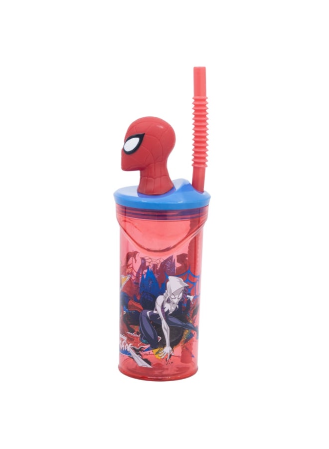 STOR The Amazing Spiderman 3D Figurine Drinking Tumbler with Straw Red and Blue 360 ml 83566 - Image 2