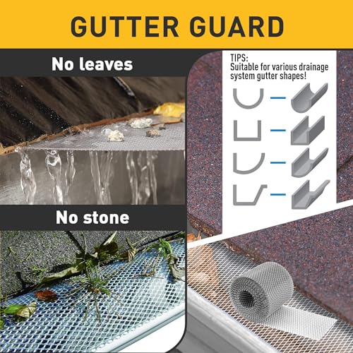 EUSTREER Aluminum Gutter Guard 5 Inch x 50 Feet Roll, Aluminum Leaf Filter Gutter Protection, Leaf Guard Protects from Branches, Leaves, Debris, Easy Install, Does Not Rust - Image 5