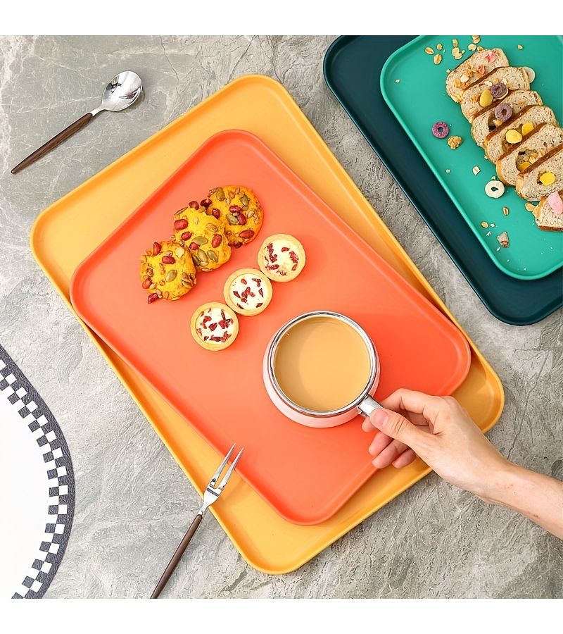 Yellow Nordic Rectangular Multifunctional Decorative Plastic Tray 38Cm - Image 5