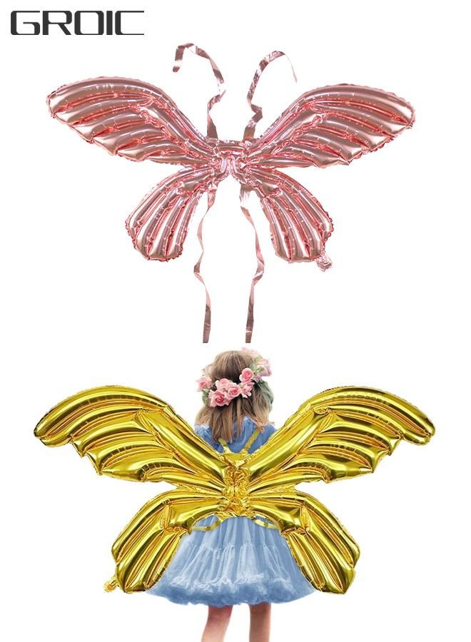 GROIC 2 PCS Butterfly Foil Balloons,99cm Large Wings Balloon,Mylar Balloons Fairy Balloon, Mylar for Themed Party,Party Dressing Props - Image 1