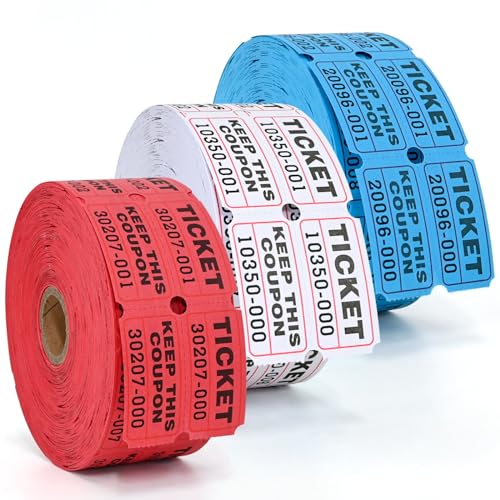 L LIKED Raffle Tickets Double RollConsecutively Numbered5050 Raffle Tickets for EventPartyPrizeDrawing3000WhiteRedBlue - Image 1