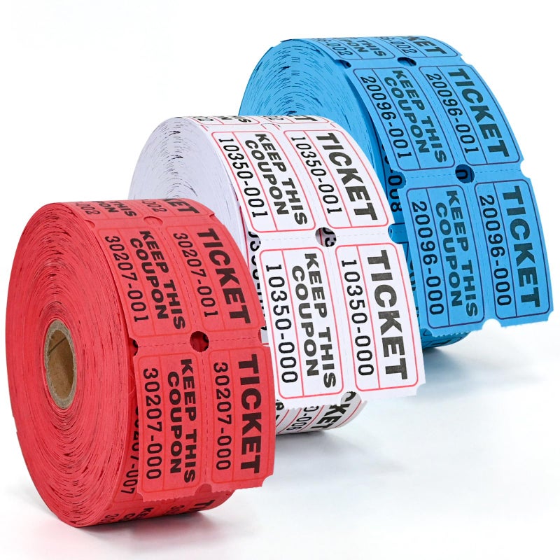 L LIKED Raffle Tickets Double RollConsecutively Numbered5050 Raffle Tickets for EventPartyPrizeDrawing3000WhiteRedBlue - Image 2