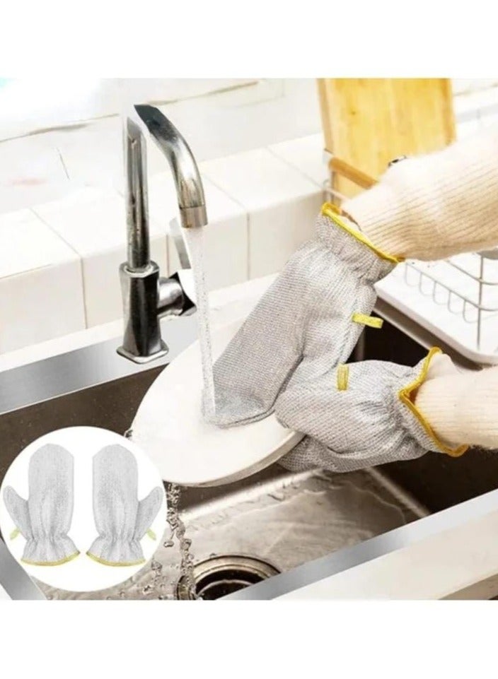 Generic 2pcs Wire Scouring Pad Replacement Gloves - Multicolor - Dishwashing Gloves - Wire Scouring Pad for Dishwashing and Kitchen Cleaning, Heat Insulated Waterproof Reusable Dishwashing Cleaning Tool, Skin Friendly Kitchen Gloves for Wiping Pots - Multipurpose Wet and Dry Wire Dishwashing Gloves, Non-Scratch Household Cleaning Gloves for Tableware Cleaning, Reusable Cleaning Gloves for Utensils - Steel Wire Scouring Pad Heat Insulated Kitchen Cleaning Gloves, Industrial Decontamination Tool - Innovative Alternative to Traditional Wire Scouring Pad (2 Pack) - Wire Scouring Pad Replacement  - Image 1