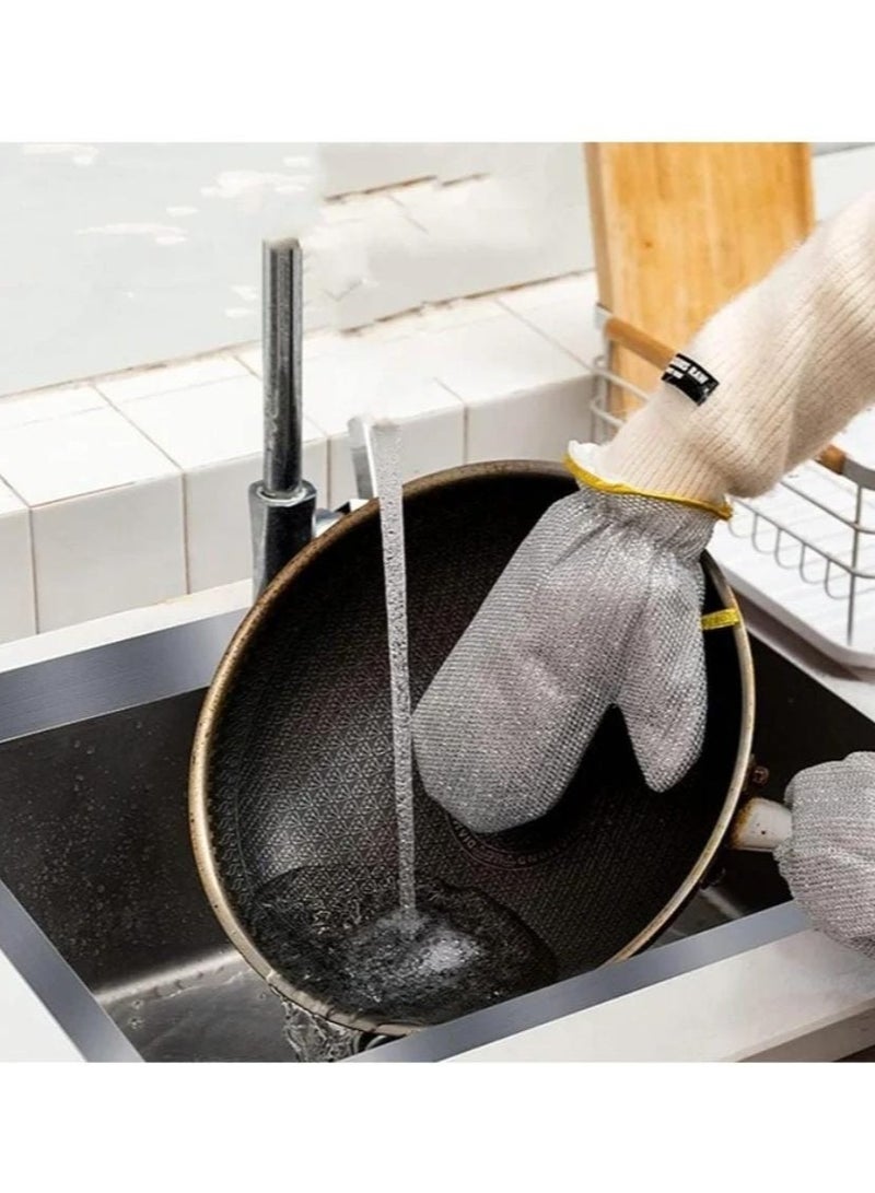 Generic 2pcs Wire Scouring Pad Replacement Gloves - Multicolor - Dishwashing Gloves - Wire Scouring Pad for Dishwashing and Kitchen Cleaning, Heat Insulated Waterproof Reusable Dishwashing Cleaning Tool, Skin Friendly Kitchen Gloves for Wiping Pots - Multipurpose Wet and Dry Wire Dishwashing Gloves, Non-Scratch Household Cleaning Gloves for Tableware Cleaning, Reusable Cleaning Gloves for Utensils - Steel Wire Scouring Pad Heat Insulated Kitchen Cleaning Gloves, Industrial Decontamination Tool - Innovative Alternative to Traditional Wire Scouring Pad (2 Pack) - Wire Scouring Pad Replacement  - Image 2