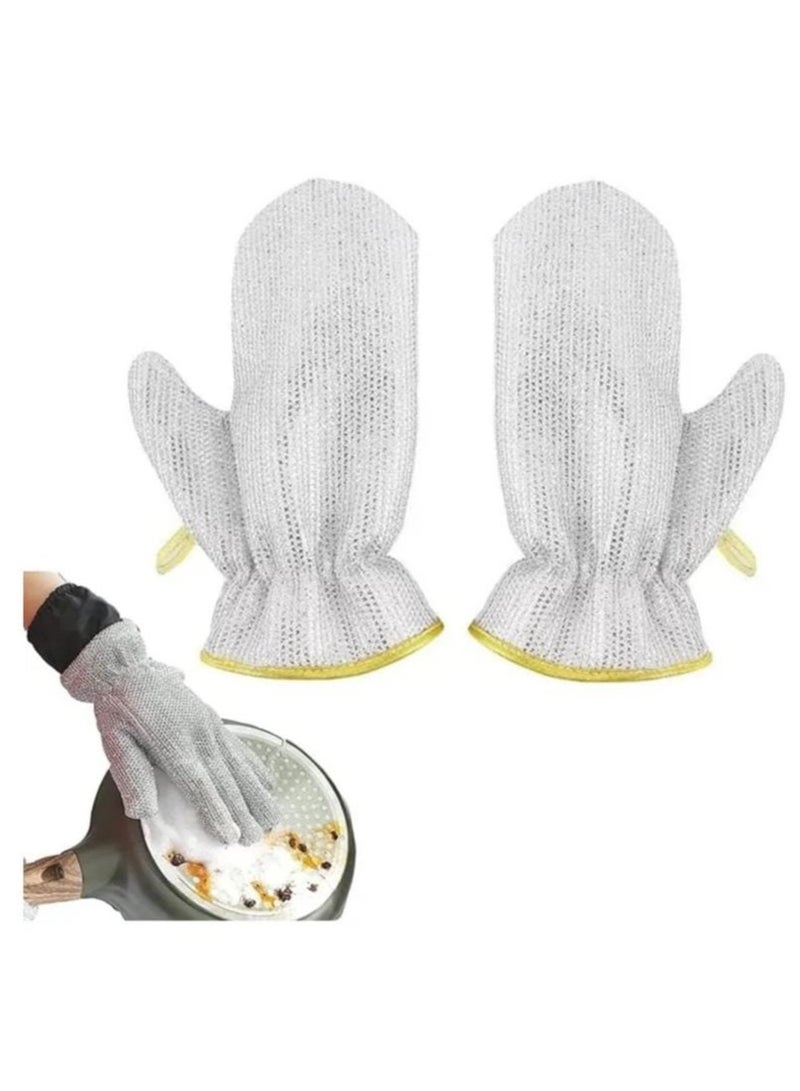 Generic 2pcs Wire Scouring Pad Replacement Gloves - Multicolor - Dishwashing Gloves - Wire Scouring Pad for Dishwashing and Kitchen Cleaning, Heat Insulated Waterproof Reusable Dishwashing Cleaning Tool, Skin Friendly Kitchen Gloves for Wiping Pots - Multipurpose Wet and Dry Wire Dishwashing Gloves, Non-Scratch Household Cleaning Gloves for Tableware Cleaning, Reusable Cleaning Gloves for Utensils - Steel Wire Scouring Pad Heat Insulated Kitchen Cleaning Gloves, Industrial Decontamination Tool - Innovative Alternative to Traditional Wire Scouring Pad (2 Pack) - Wire Scouring Pad Replacement  - Image 3