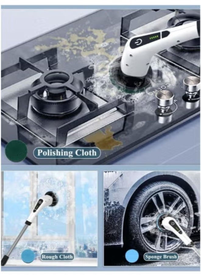 تايجر 9-in-1 Cordless Electric Spin Scrubber – Powerful Rechargeable Cleaning Brush with 9 Replaceable Heads & 54-Inch Extendable Handle | Waterproof, Lightweight High-Torque Scrubber for Bathroom, Floor, Tile, Tub, Kitchen & Shower Cleaning | Easy & Efficient Home Cleaner  - Image 4