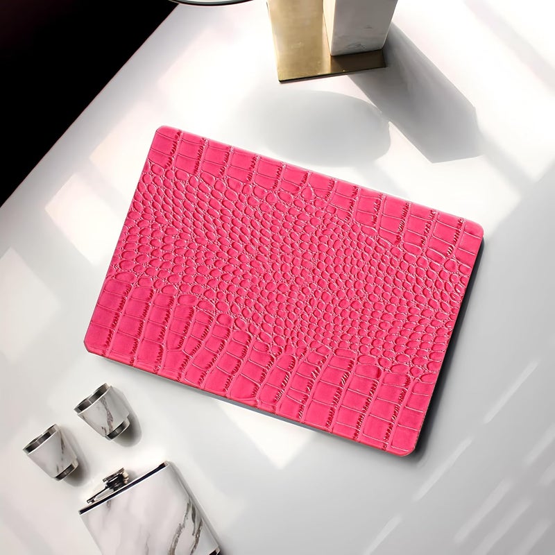 KEROM Compatible for Crocodile MacBook Pro 13 Inch Case 2025-2016 M2 M1 A2338 A2289 A2251 A2159 A1989 A1706 A1708, Textured Aligator Skin Snakeskin PU Leather Hardshell & Keyboard Cover, Pink - Image 5