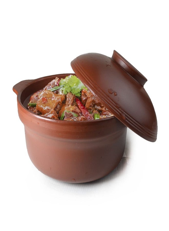 ZHCHSH Casserole Clay Pot Bowls Lid Cooking Dolsot Bibimbap Soup 1800ml Red Clay Earthen Unglazed 68oz (red, B) - Image 1