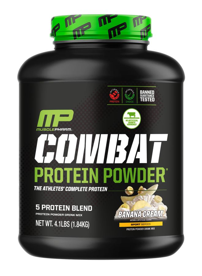 MusclePharm مسحوق بروتين كومبات بنكهة كريمة الموز 4 رطل (181 كجم)