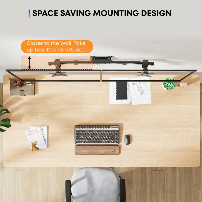 PUTORSEN Dual Monitor Wall Mount, Horizontal Assembly Mount for 2 Monitor Screens up to 27 inches,Max. 10kg, VESA 75x75/100x100mm - Image 3