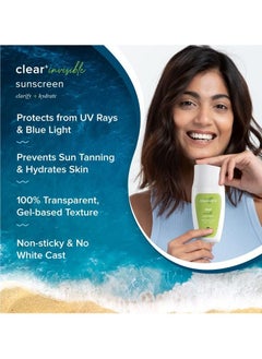 Aqualogica Clear+ Invisible Sunscreen with Green Tea & Salicylic Acid spf 50 PA+++ UVA UVB Clarifies & Hydrates Skin Sun Protection Cream 50 g  - Image 5