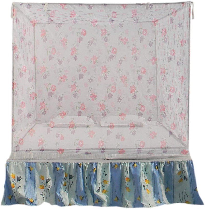 شبكة ناموسية مطبوعة Buyagain لسرير مزدوج بوليستر/ماشارداني لسرير ملكي للأطفال/حماية من البعوض 7x7 قدم (وردي) (7x5 قدم) - Image 3