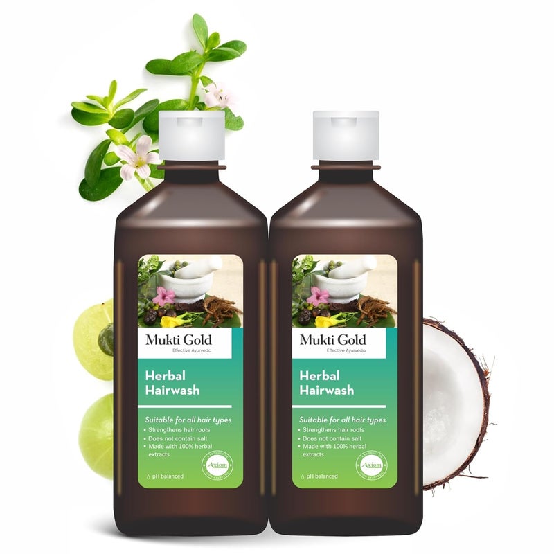 Muktigold Mukti Gold Herbal Hairwash 400mL Shampoo for Hairfall and Hair Growth For all Hair Types Herbal Shampoo with 15 Ayurvedic Herbs Sulphate and Paraben Free Pack of 2 - Image 1