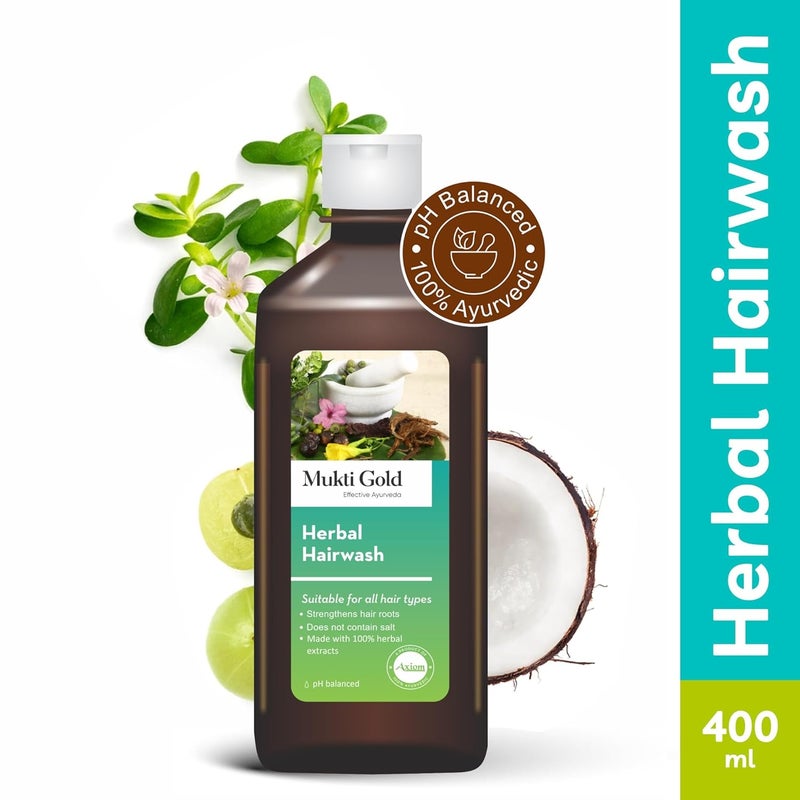 Muktigold Mukti Gold Herbal Hairwash 400mL Shampoo for Hairfall and Hair Growth For all Hair Types Herbal Shampoo with 15 Ayurvedic Herbs Sulphate and Paraben Free Pack of 2 - Image 2