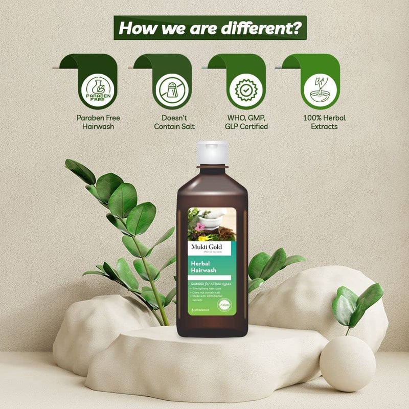 Muktigold Mukti Gold Herbal Hairwash 400mL Shampoo for Hairfall and Hair Growth For all Hair Types Herbal Shampoo with 15 Ayurvedic Herbs Sulphate and Paraben Free Pack of 2 - Image 5