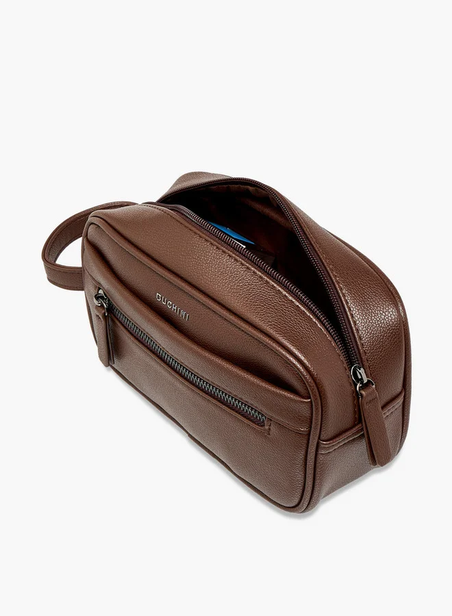 DUCHINI Solid Pouch with Zip Closure and Wrist Loop