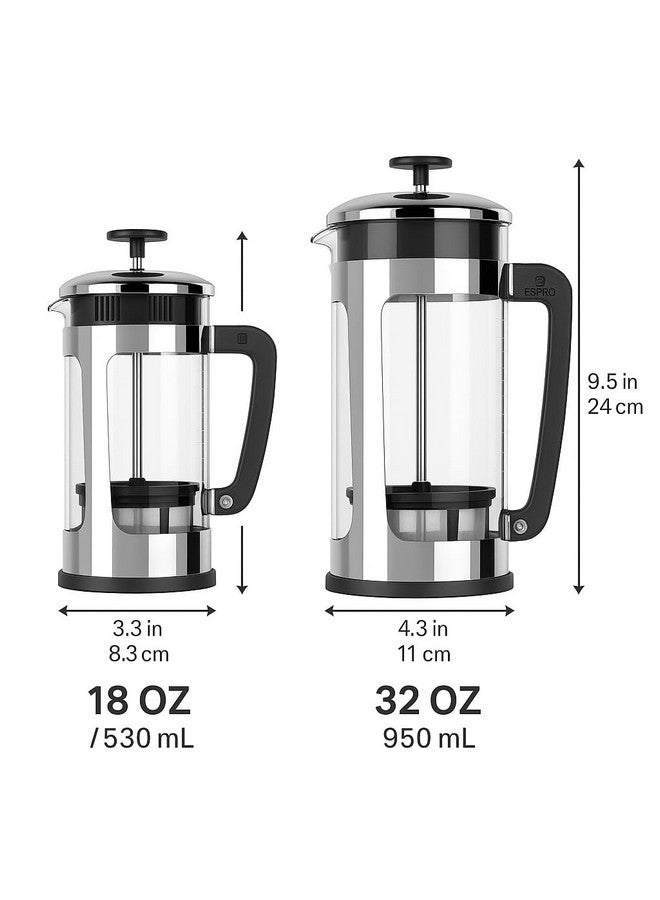 Espro ESPRO - P5 18 ounce French Press Coffee Maker - Double Micro-Filtered Tea and Coffee Press, Grit-Free and Bitterness-Free Brews, Durable Stainless Steel Frame, (Polished Stainless Steel) - Image 2