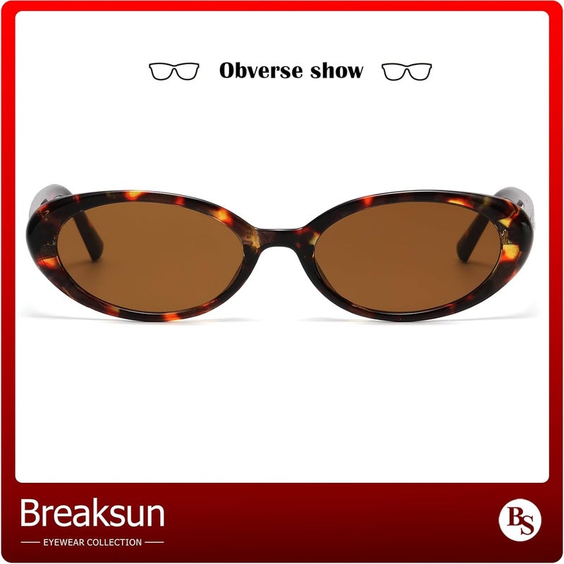 Breaksun Retro Oval Sunglasses for Women Men Fashion Small Oval Sunglasses 90s Vintage Shades - Image 3