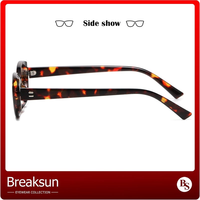 Breaksun Retro Oval Sunglasses for Women Men Fashion Small Oval Sunglasses 90s Vintage Shades - Image 4